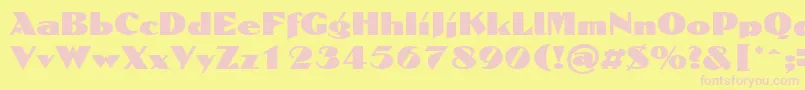 DomaignRegular-fontti – vaaleanpunaiset fontit keltaisella taustalla