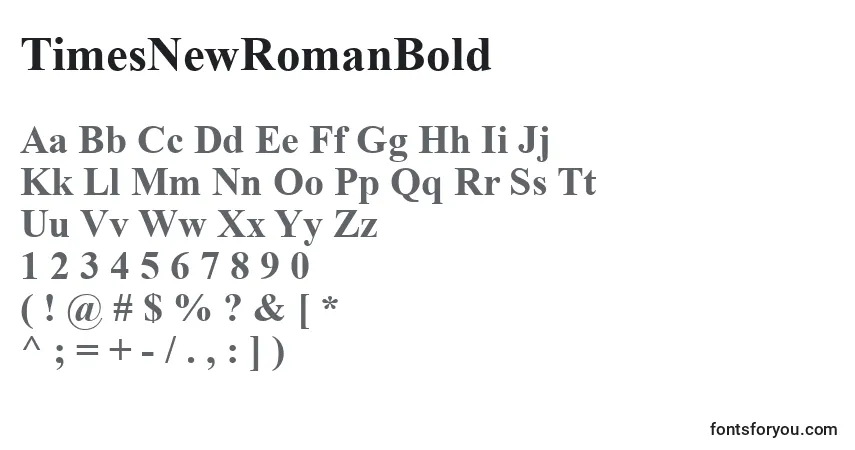 Czcionka TimesNewRomanBold – alfabet, cyfry, specjalne znaki