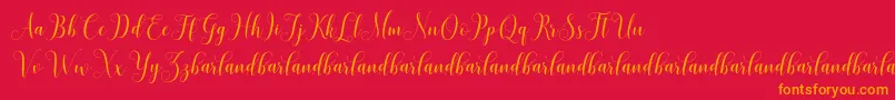 HoniladScriptDemo-Schriftart – Orangefarbene Schriften auf rotem Hintergrund