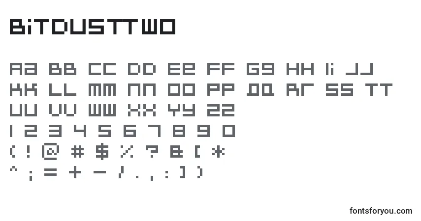 A fonte BitdustTwo – alfabeto, números, caracteres especiais
