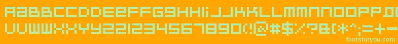 BitdustTwo-Schriftart – Grüne Schriften auf orangefarbenem Hintergrund