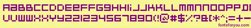 BitdustTwo-fontti – violetit fontit keltaisella taustalla