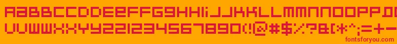BitdustTwo-Schriftart – Rote Schriften auf orangefarbenem Hintergrund