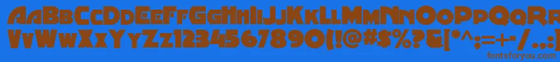 フォントMinstrelposternf – 茶色の文字が青い背景にあります。