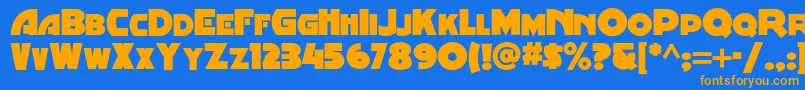 Minstrelposternf-Schriftart – Orangefarbene Schriften auf blauem Hintergrund