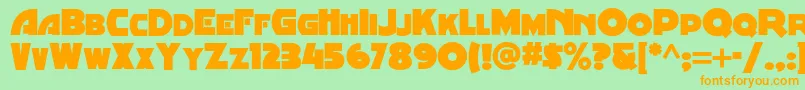 フォントMinstrelposternf – オレンジの文字が緑の背景にあります。