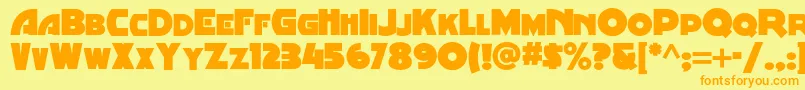 フォントMinstrelposternf – オレンジの文字が黄色の背景にあります。