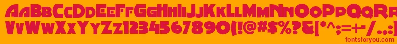 Czcionka Minstrelposternf – czerwone czcionki na pomarańczowym tle