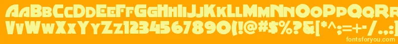 Minstrelposternf-Schriftart – Gelbe Schriften auf orangefarbenem Hintergrund