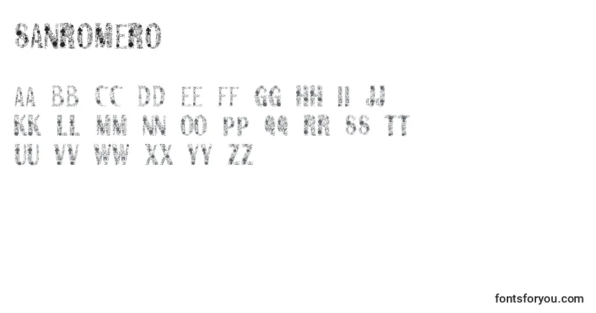 Шрифт Sanromero – алфавит, цифры, специальные символы