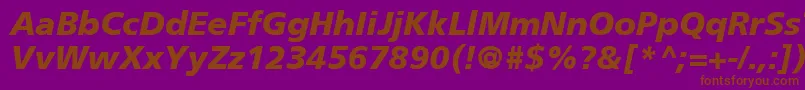 FrutigerCe76BlackItalic-fontti – ruskeat fontit violetilla taustalla