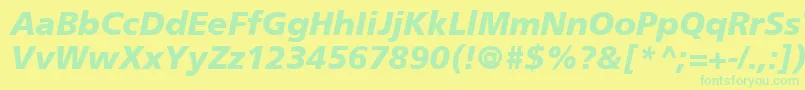 Fonte FrutigerCe76BlackItalic – fontes verdes em um fundo amarelo