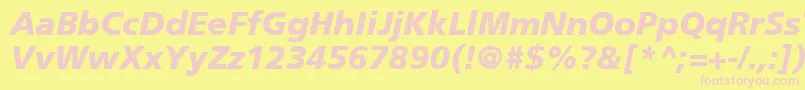 Fonte FrutigerCe76BlackItalic – fontes rosa em um fundo amarelo