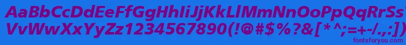 FrutigerCe76BlackItalic Font – Purple Fonts on Blue Background