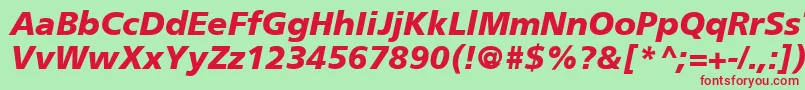 FrutigerCe76BlackItalic Font – Red Fonts on Green Background