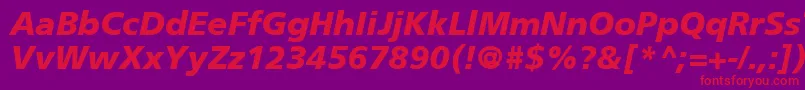 Czcionka FrutigerCe76BlackItalic – czerwone czcionki na fioletowym tle