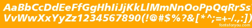 Czcionka FrutigerCe76BlackItalic – białe czcionki na pomarańczowym tle