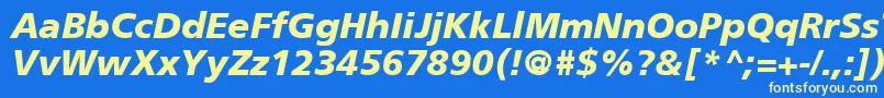 FrutigerCe76BlackItalic Font – Yellow Fonts on Blue Background