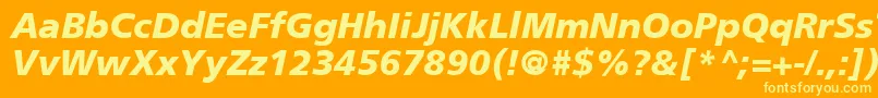 Шрифт FrutigerCe76BlackItalic – жёлтые шрифты на оранжевом фоне