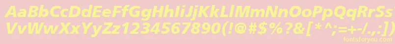 Fonte FrutigerCe76BlackItalic – fontes amarelas em um fundo rosa