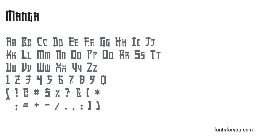 Шрифт Manga – алфавит, цифры, специальные символы