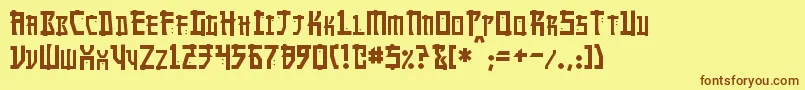 フォントManga – 茶色の文字が黄色の背景にあります。