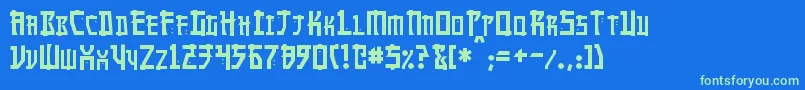 Manga Font – Green Fonts on Blue Background