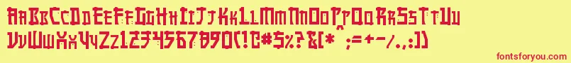 Manga Font – Red Fonts on Yellow Background