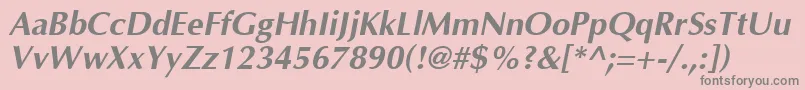 Agobo-fontti – harmaat kirjasimet vaaleanpunaisella taustalla