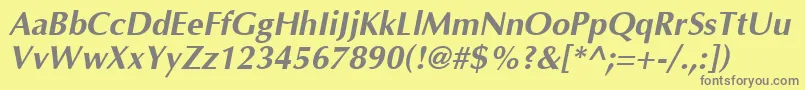 Agobo-fontti – harmaat kirjasimet keltaisella taustalla