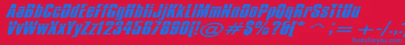 フォントImpos50 – 赤い背景に青い文字