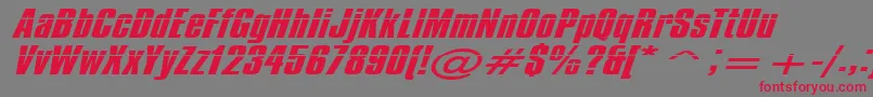 Impos50-Schriftart – Rote Schriften auf grauem Hintergrund