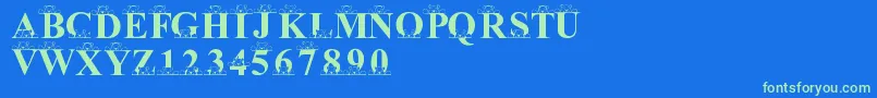 LmsPeekAPooh Font – Green Fonts on Blue Background