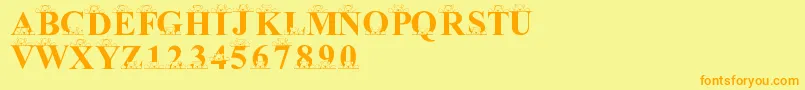 Fonte LmsPeekAPooh – fontes laranjas em um fundo amarelo