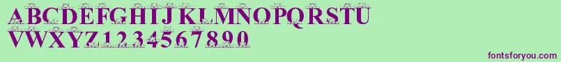 LmsPeekAPooh Font – Purple Fonts on Green Background
