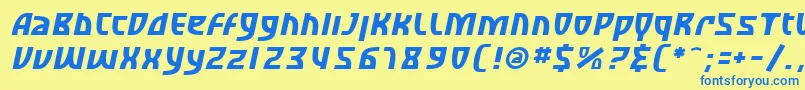 SfRetroesqueOblique Font – Blue Fonts on Yellow Background