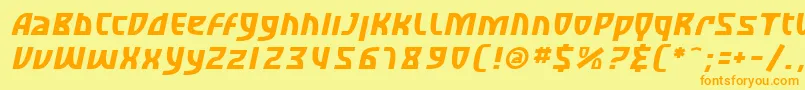 フォントSfRetroesqueOblique – オレンジの文字が黄色の背景にあります。