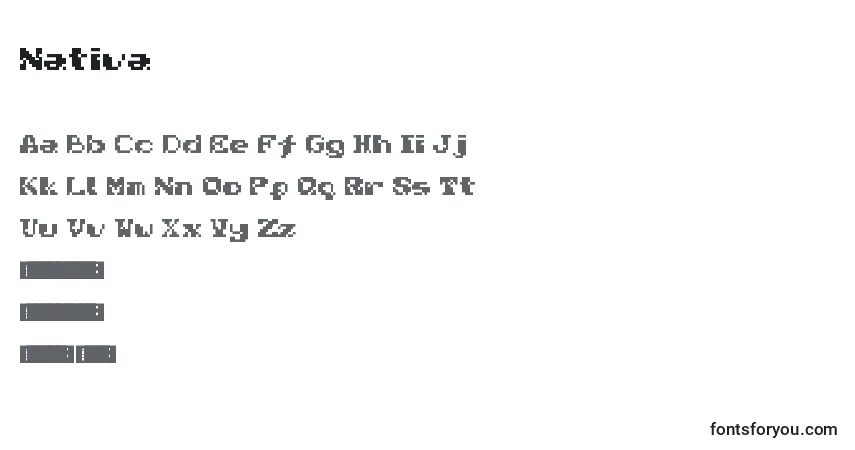 Fuente Nativa - alfabeto, números, caracteres especiales
