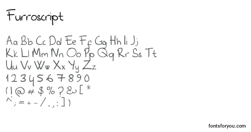 Czcionka Furroscript – alfabet, cyfry, specjalne znaki