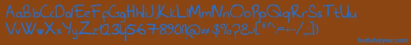 フォントFurroscript – 茶色の背景に青い文字