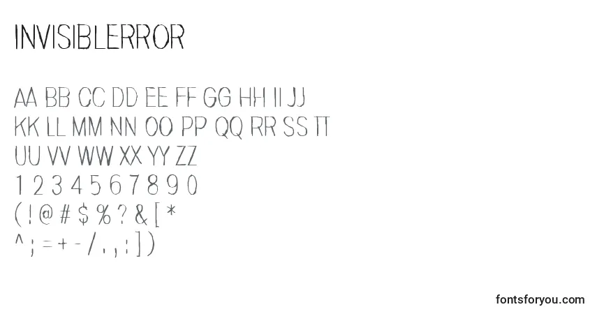 Czcionka Invisiblerror – alfabet, cyfry, specjalne znaki