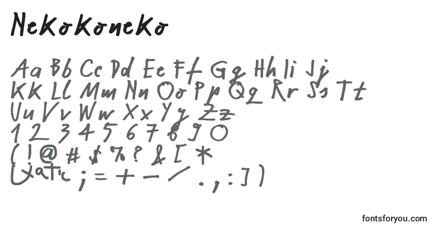 A fonte Nekokoneko – alfabeto, números, caracteres especiais