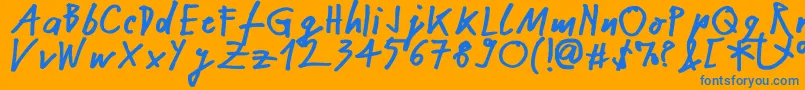 Nekokoneko Font – Blue Fonts on Orange Background