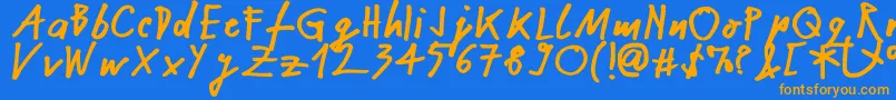 フォントNekokoneko – オレンジ色の文字が青い背景にあります。