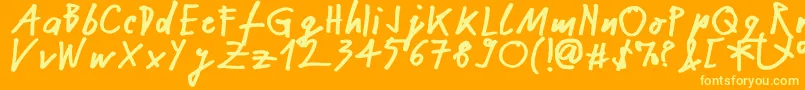 Nekokoneko-Schriftart – Gelbe Schriften auf orangefarbenem Hintergrund