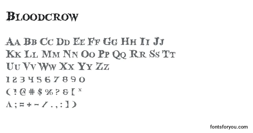 A fonte Bloodcrow – alfabeto, números, caracteres especiais