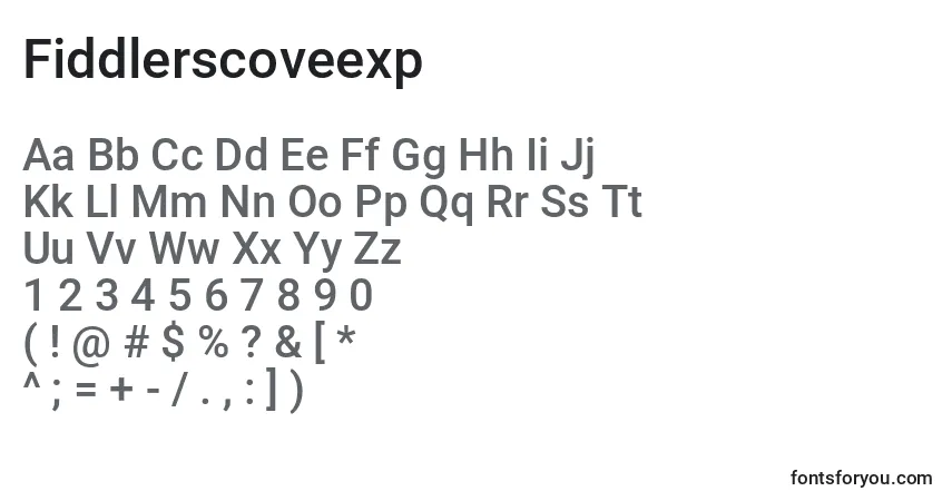 Schriftart Fiddlerscoveexp – Alphabet, Zahlen, spezielle Symbole