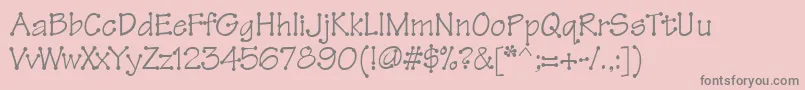 Threadfunフォントについての詳細 フォントThreadfun – ピンクの背景に灰色の文字