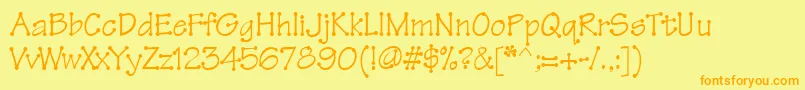 Threadfun-Schriftart – Orangefarbene Schriften auf gelbem Hintergrund