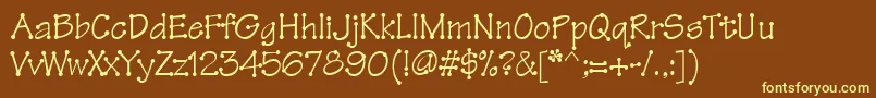 Threadfun-fontti – keltaiset fontit ruskealla taustalla